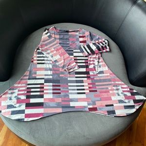 Alfani Asymmetrical Swing knit Tunic in two colors & patterns.